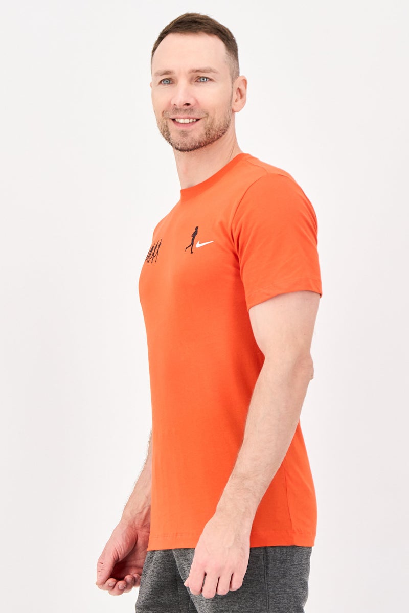 Nike Men Dri Fit Short Sleeve Running T-Shirt, Tomato Red - Image 4